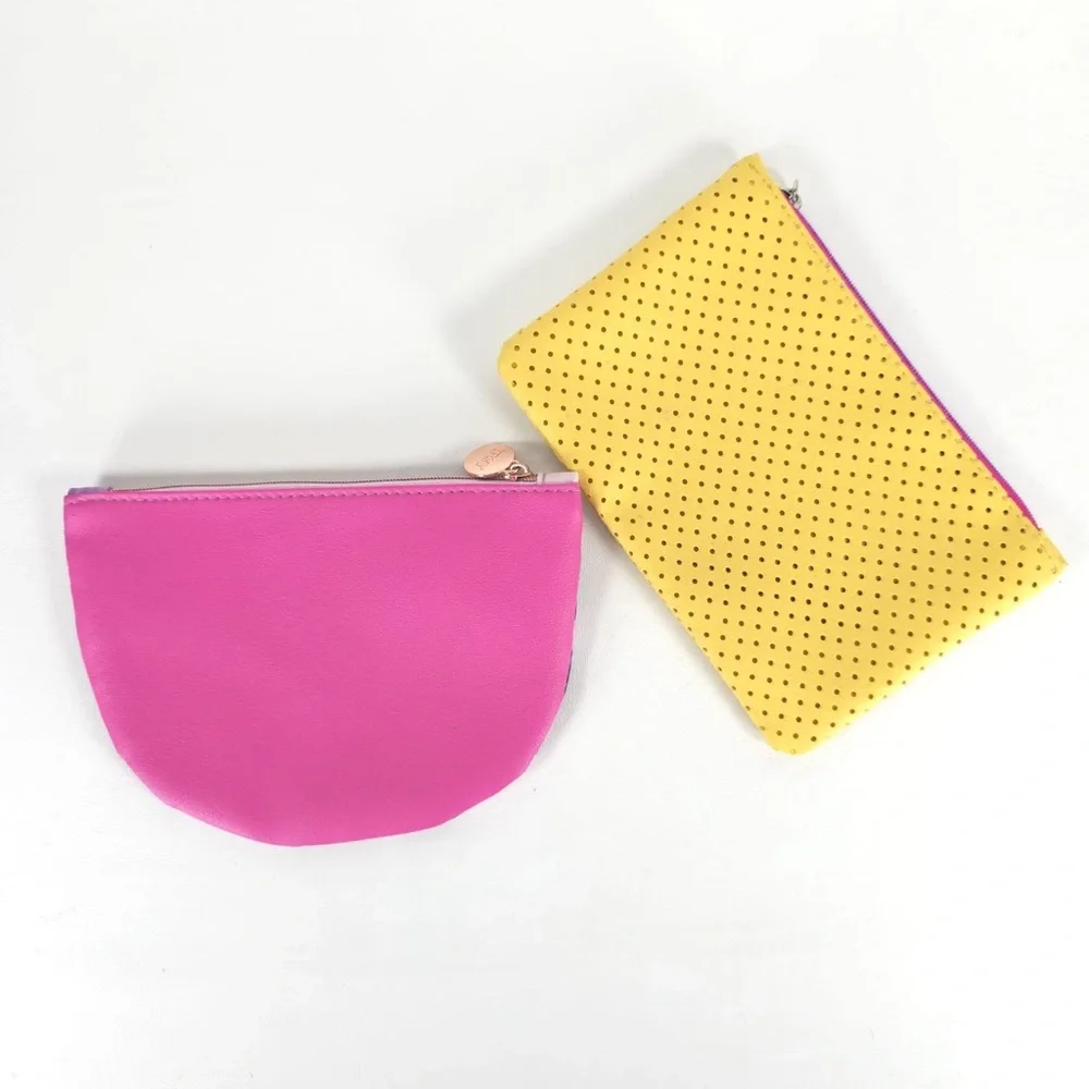 IPSY Yellow Mesh Orange Slice Zipper + Floral Makeup‎ Cosmetic Bags